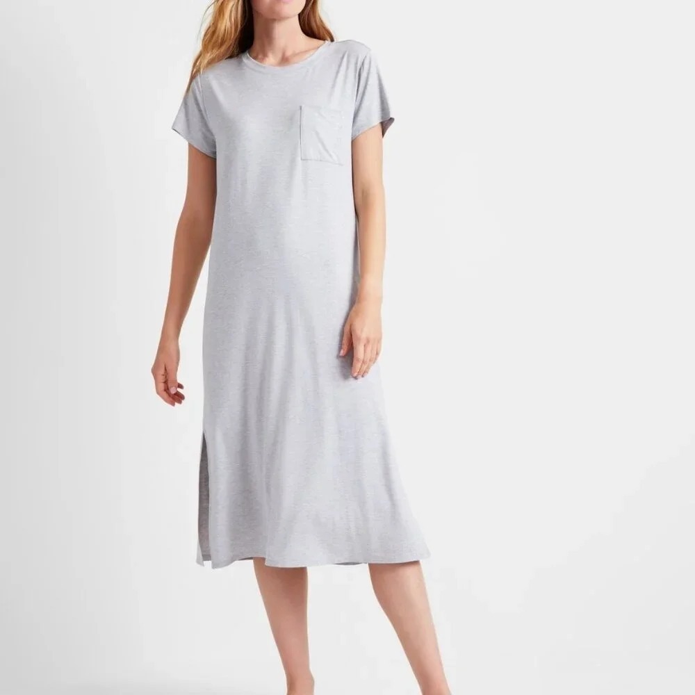 State of Day Womens Size Small Short Sleeve T-Shirt Sleep Gown in Gray $54 1289